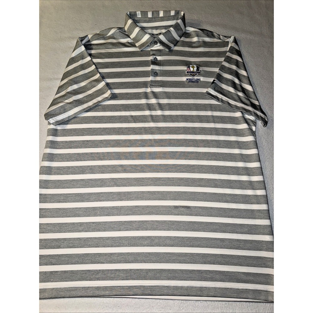 Under Armour The Playoff Polo Ryder Cup 2020 Short Sleeve Gray Striped Men's XL